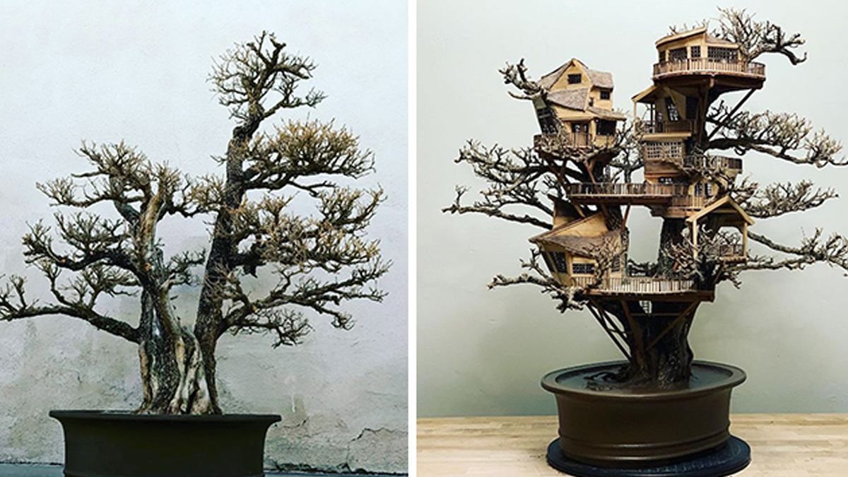 Какая красота: невероятные крошечные домики на деревьях бонсай – фото Какая красота: невероятные крошечные домики на деревьях бонсай – фото