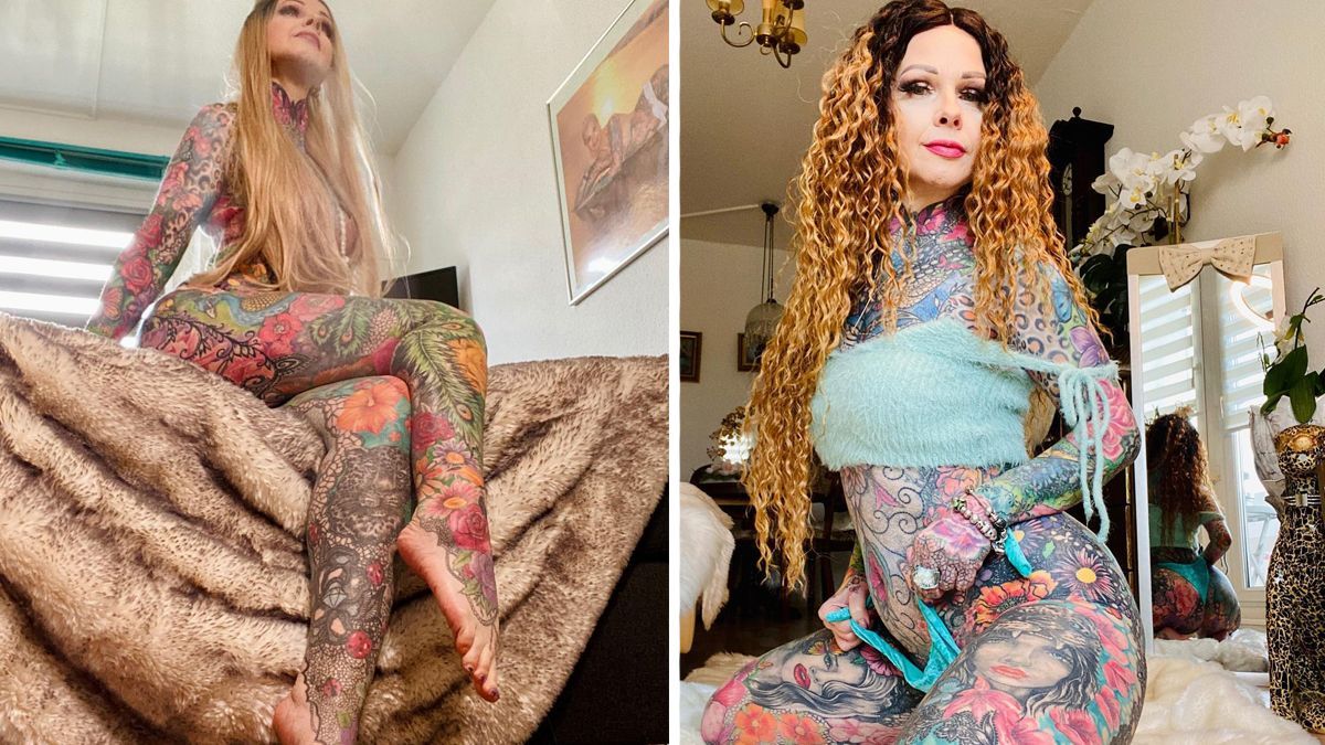 Бабуся витратила 30 тисяч євро, щоб покрити все тіло татуюваннями: фото
