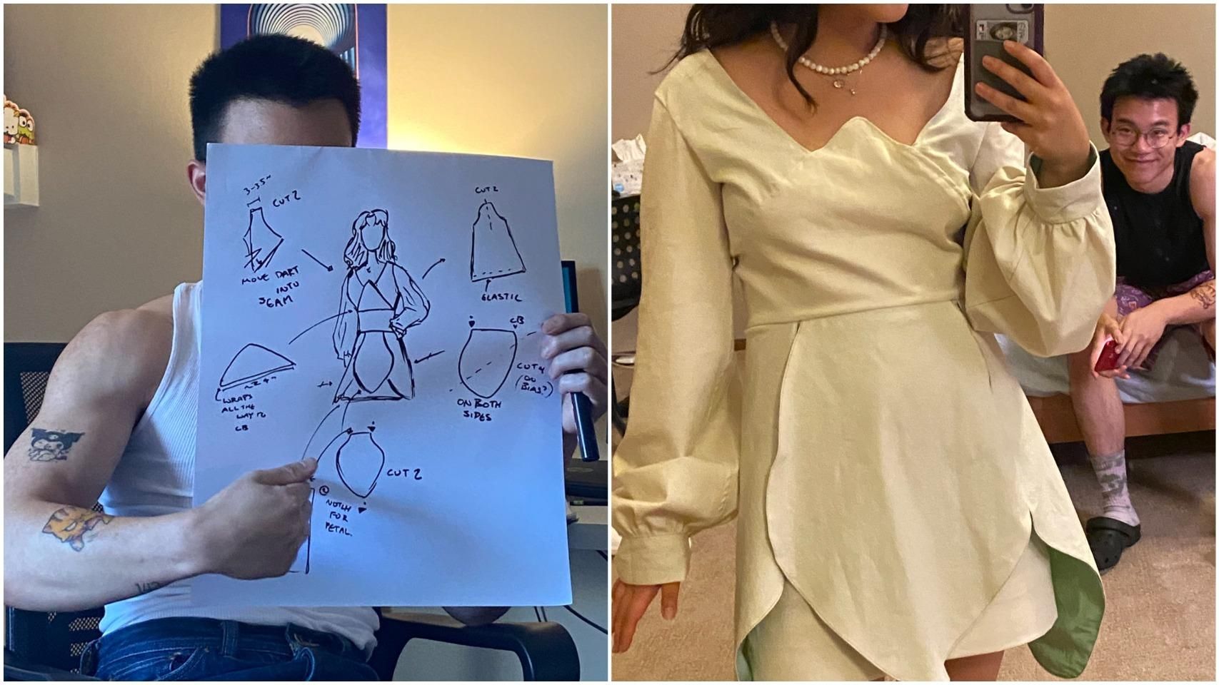 Хлопець власноруч пошив дівчині випускну сукню Хлопець власноруч пошив дівчині випускну сукню