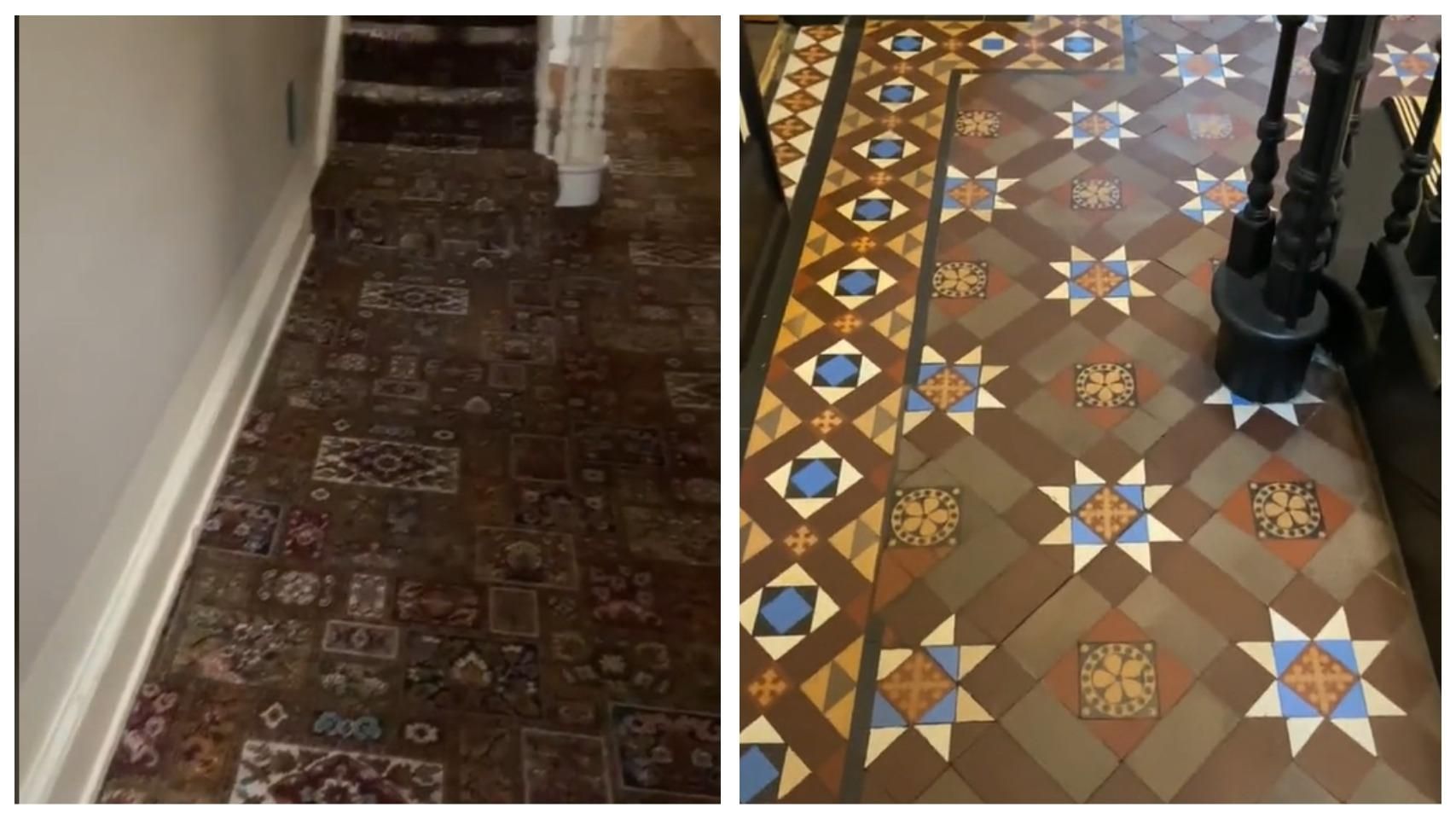 Під жахливим килимом пара знайшла дорогу плитку 19 століття: це справжній шедевр - Life Під жахливим килимом пара знайшла дорогу плитку 19 століття: це справжній шедевр - Life