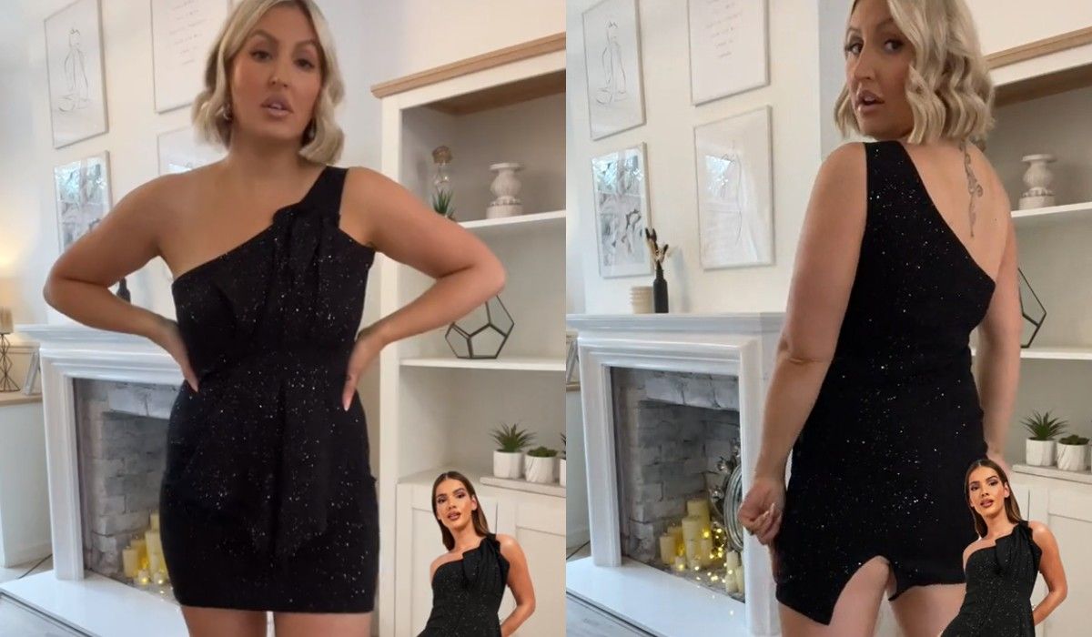 Платье оказалось короткое и имело неожиданный вырез Платье оказалось короткое и имело неожиданный вырез