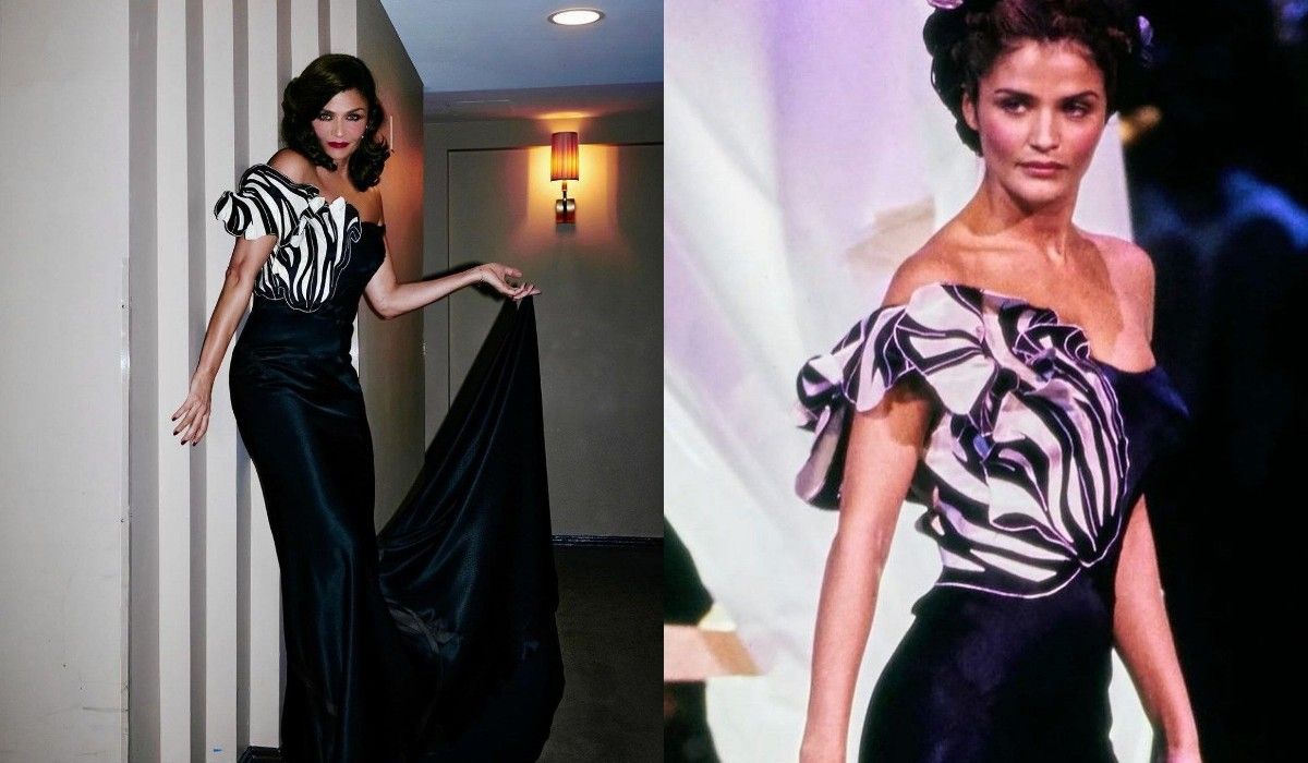 Модель одягла розкішну вінтажну сукню Модель одягла розкішну вінтажну сукню